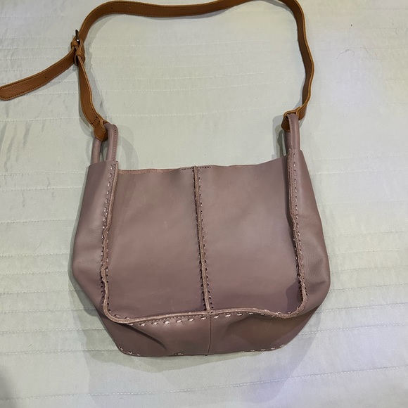 The Sak Handbags - The Sak Crossbody bag.  Mauve and brown. 100% leather.